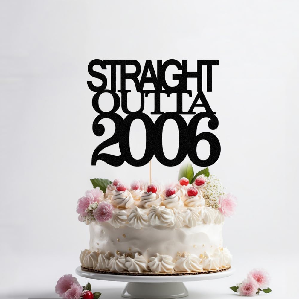 Black Glitter Straight Outta 1961 Cake Topper,Hello 65,Funny 65th | Birthday Cake Topper,65 Fabulous,Cheer to 65 Years,Men and Women 65th Birthday/Wedding/Anniversary Party Decorations BST202