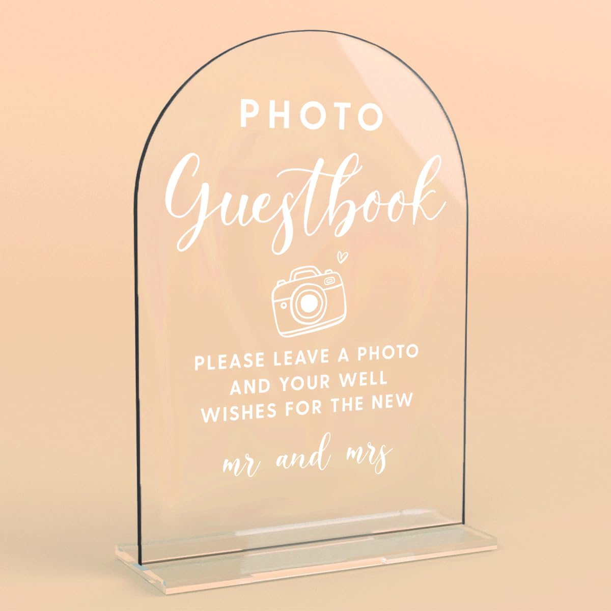 Acrylic Wedding Signs, Bridal Shower Decorations, Modern Arched Round Top Acrylic Table Top Sign with Holder for Wedding Reception Party Dinner - Can't Wait to See What Develops (Clear) BST326L