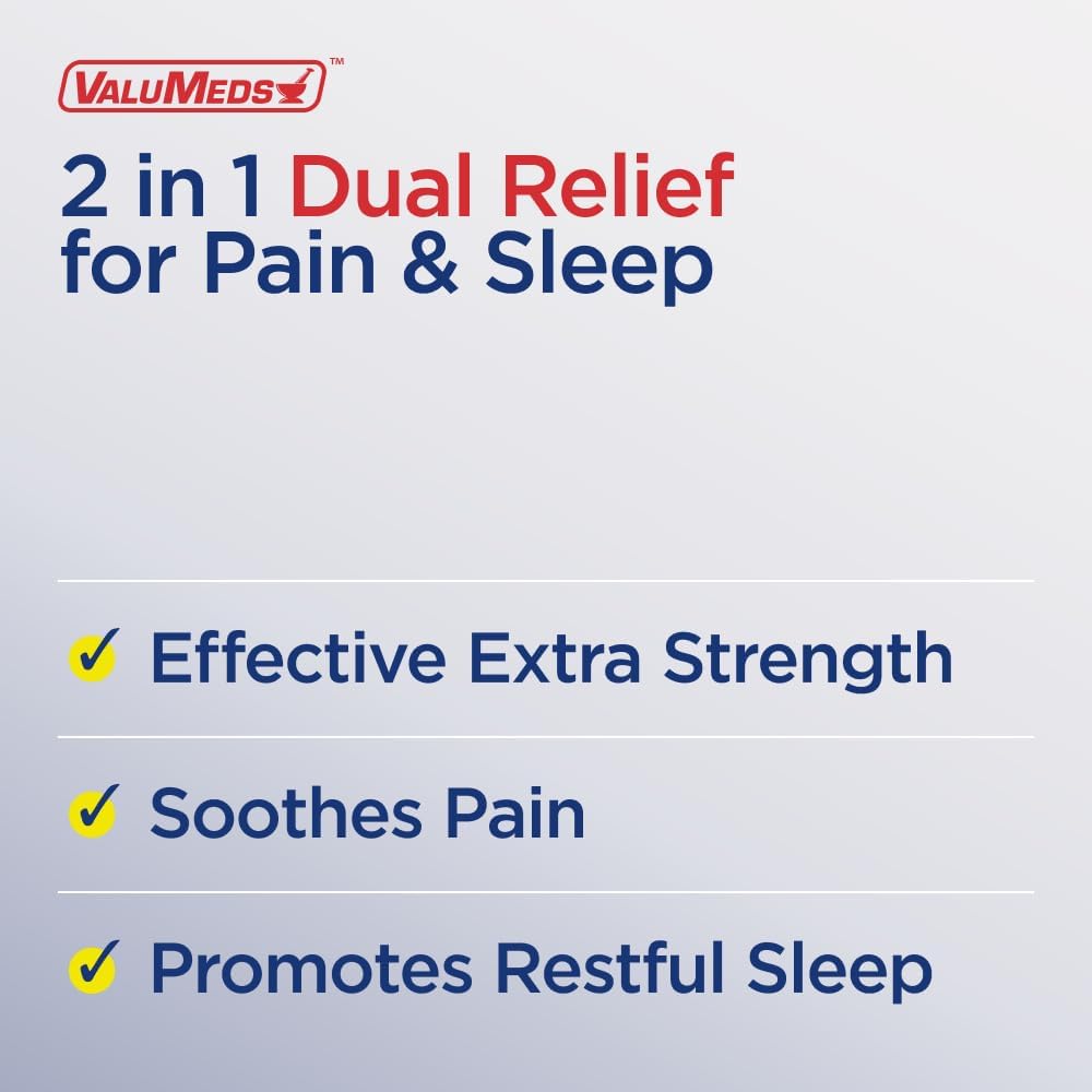 ValuMeds Compare to Tylenol PM PM Pain Reliever & Sleep Aid, Generic Acetaminophen 500mg, Fast-Acting, Extra Strength for Headaches, Migraines, Aches | Non-Habit Forming (375 Count)