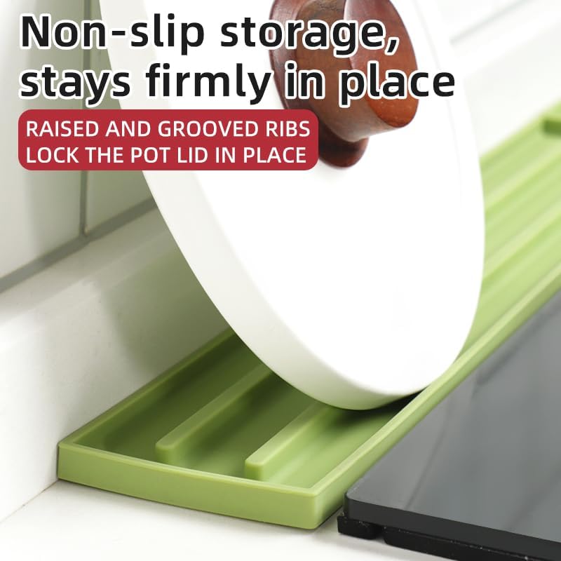 Pot Lid Holder, Food-Grade Silicone Kitchen Storage Pad for Cutting Board, Spatula, Cup and Spoon, Anti-Slip, Drip-Catching BST220