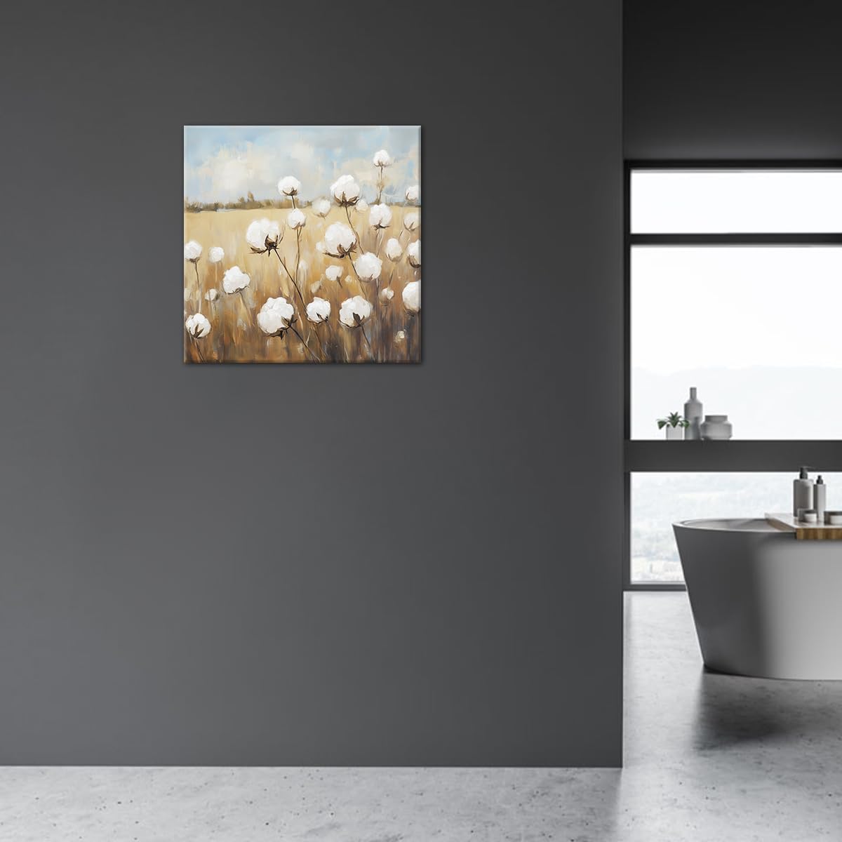 Cotton Canvas Wall Art Rustic Flower Pictures Wall Decor Country Farmhouse Floral Painting Prints Botanical Poster for Living Room Bedroom Bathroom Kitchen Decor Framed(Farm-2,12L x 12W) BST326H