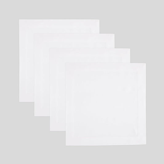 Solino Home 100% Linen Square Placemats White, Fete 14 x 14 in, Set of 4 | Square Table Mats square place settings for daily and festive dining; neatly mitered corners; Pure Linen; OEKO-TEX Certified BST326SOLH