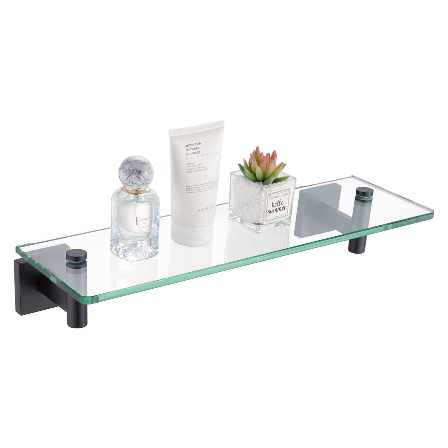 KOKOSIRI Wall Shelves Bathroom Hardware Glass Floating Shelf 12-Inch for Bedroom, Living Room, Kitchen, Hanging Rack Champagne Bronze B1105CPG-L12 BST202