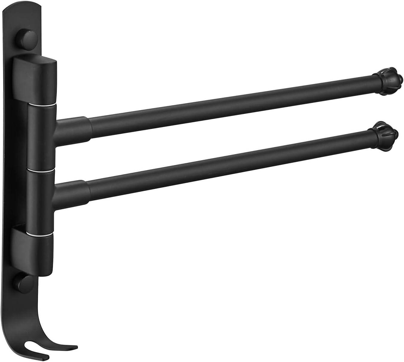 Black Rotating Towel Rack Stainless Steel Adjustable Towel Rack Bathroom Towel Rack 12 * 1.5 * 8.5 Inches Suitable for Bathroom, Bedroom, Balcony Removable Towel Bar (Black, Two Poles) BST202