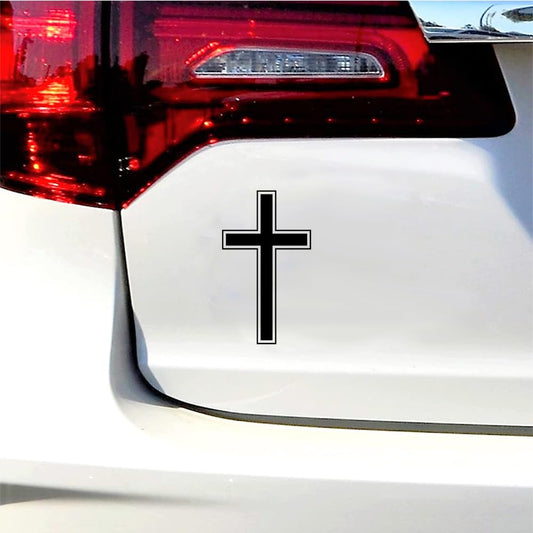 Christian Cross Car Decal Christian Jesus God Religious Window Bumper Decal Sticker Suitable for Cars, Trucks 2Pcs (White) BST220