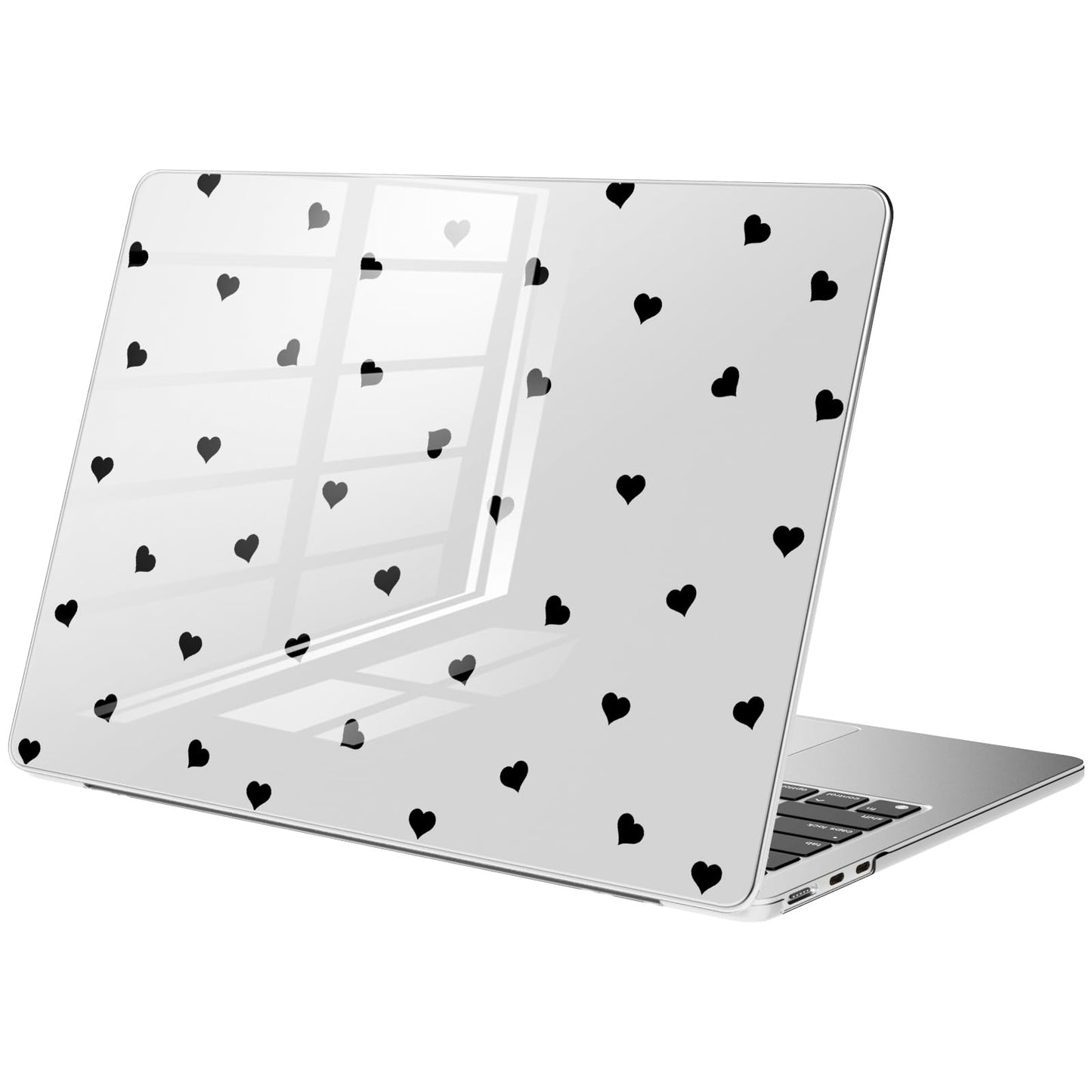 Compatible with MacBook Air 15 inch Case M5 M4 M3 M2 2026-2023 Release A3448 A3241 A3114 A2941, Cute White Polka Dot Protective Hard Shell Clear Black Cover for Mac Air 15.3 inch WN420