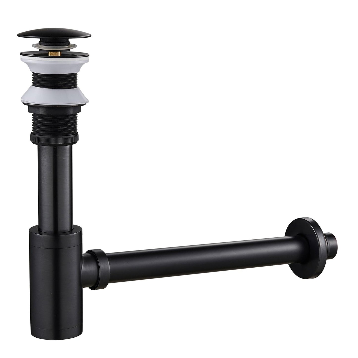 Solid Brass Adjustable 1-1/4 Bottle Trap with Overflow Drain Stopper Set, Bathroom Sink P-Trap Complete Set Sink Drain Kit Tube, Antique BST220