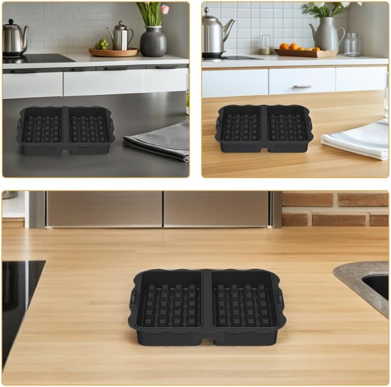 STOBAZA Waffle Mold for Air Fryer Nonstick Silicone Baking Tray for Muffins Pancakes Desserts Compatible with Ninja Sleu Easy Release Bakeware BST202