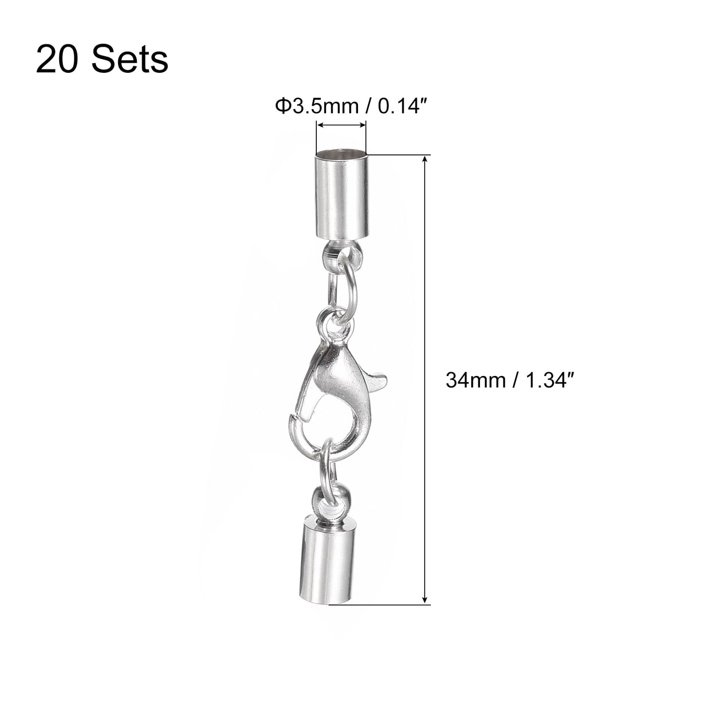 uxcell 20Sets Leather Cord End Caps with Lobster Claw Clasps Fit 4.5mm Cords, Barrel Terminators for DIY Making Leather Bracelets, Bronze Tone BST326L