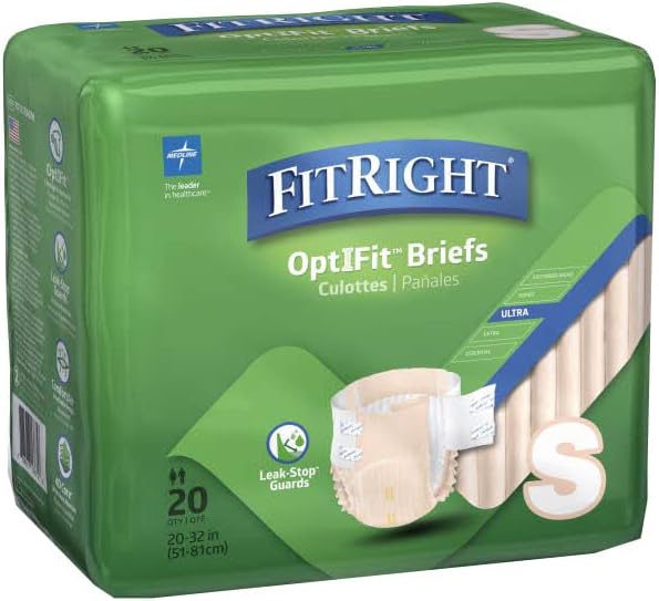 FitRight OptiFit Ultra Incontinence Briefs Unisex Heavy Absorbency S 20in-32in 20Ct 101
