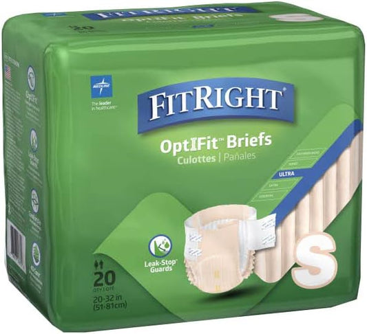 FitRight OptiFit Ultra Incontinence Briefs Unisex Heavy Absorbency S 20in-32in 20Ct 101