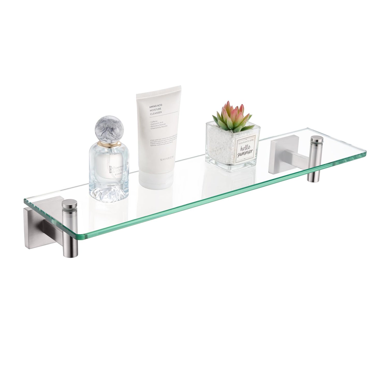 KOKOSIRI Wall Shelves Bathroom Hardware Glass Floating Shelf 12-Inch for Bedroom, Living Room, Kitchen, Hanging Rack Champagne Bronze B1105CPG-L12 BST202