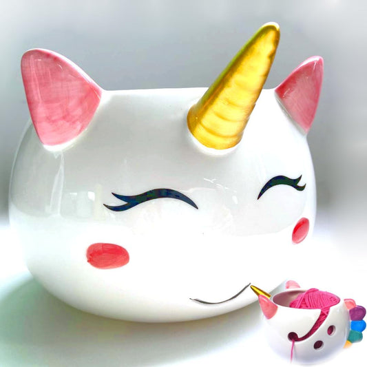 Unicorn Yarn Bowl for Knitting - Cute Ceramic Knitting Bowl Extra Large - Ceramic Yarn Bowl Crochet Accessories Yarn Holder Storage Gift for Knitters Funny BST326H