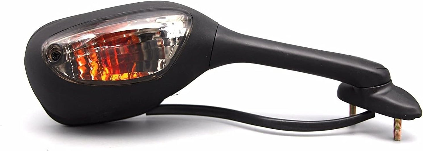 MZS Motorcycle Turn Signal Mirrors Rear View Side Integrated Light Black Compatible with GSXR600 GSXR750 GSXR 600 750 06-18 / GSXR1000 GSXR 1000 02-17 / SV650 SV650S 03-08 / SV1000 SV1000S 03-07