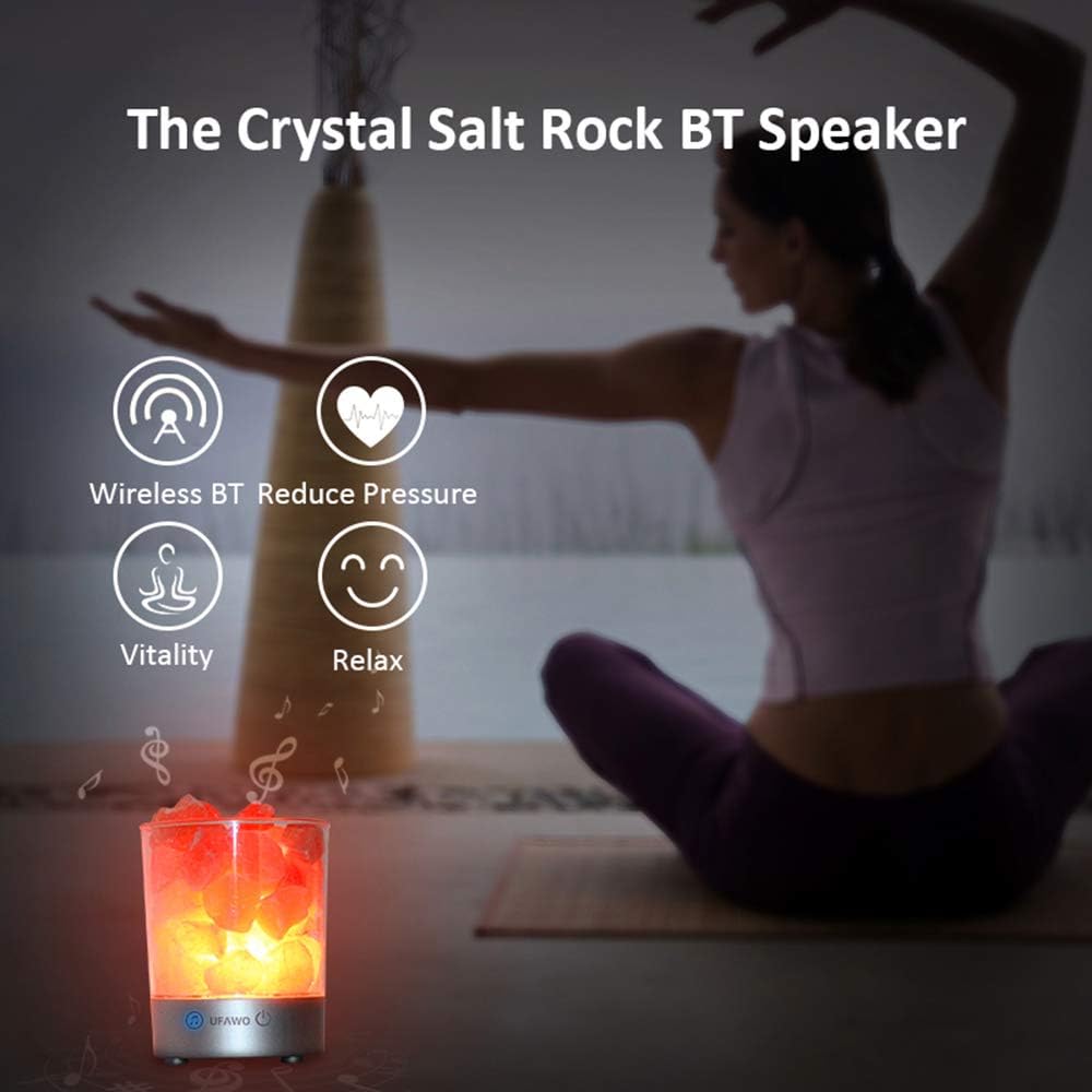 U1 Wireless BT Speaker+Crystal Salt Rock Lamp Sound Box Night Light USB Bedside Table Decorative Lamp Music Loudspeaker