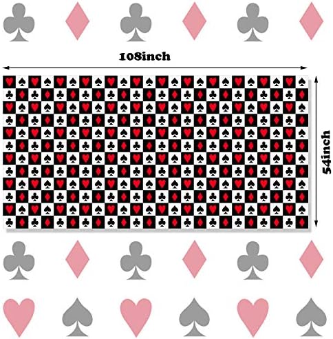 2 Pcs Casino Theme Party Decorations Poker Tablecloth Las Vegas Plastic Table Cover Casino Table Runner for Playing Card Game Birthday Party Favors Picnic Supplies, 54 x 108 Inch WN420