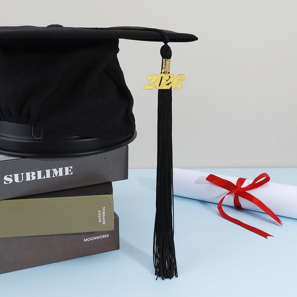 2026 Black Tassel Graduation with Charm,Graduation Cap Accessories,2026 Tassels for Caps Kindergarten Elementary School Middle School University Gifts for Students,Congrats Grad Ceremony Essentials BST220