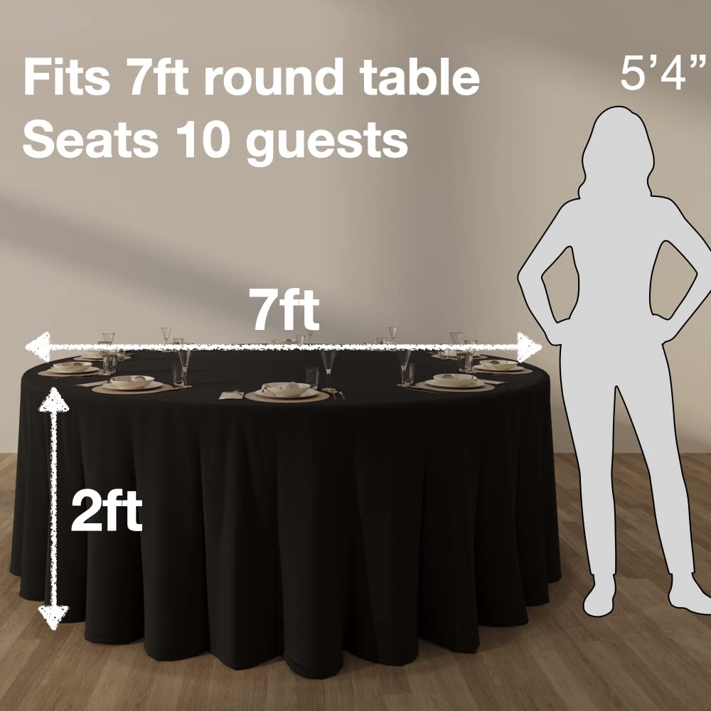 Urby 120 inches Large White Round Tablecloth for 5-6ft Round Folding Table That Seats 6-8 Guests, for Table with 6 Chairs. Ideal for Party, Wedding, Banquet and Events. BST220