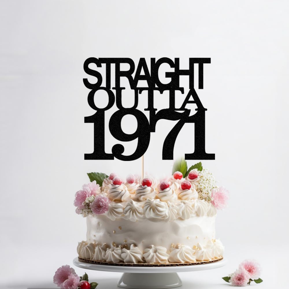 Black Glitter Straight Outta 1961 Cake Topper,Hello 65,Funny 65th | Birthday Cake Topper,65 Fabulous,Cheer to 65 Years,Men and Women 65th Birthday/Wedding/Anniversary Party Decorations BST202
