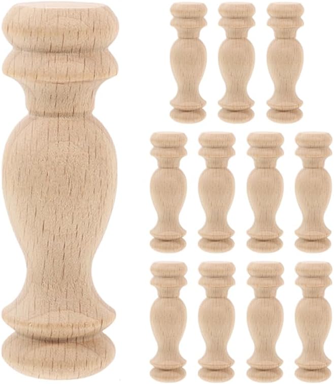 STOBAZA 12 Pcs Unfinished Wood Finials, 2.36 Inch Mini Wooden Spindles for DIY Crafts, Dollhouse Furniture, Painting, Small Furniture Accents and Home Decor BST202