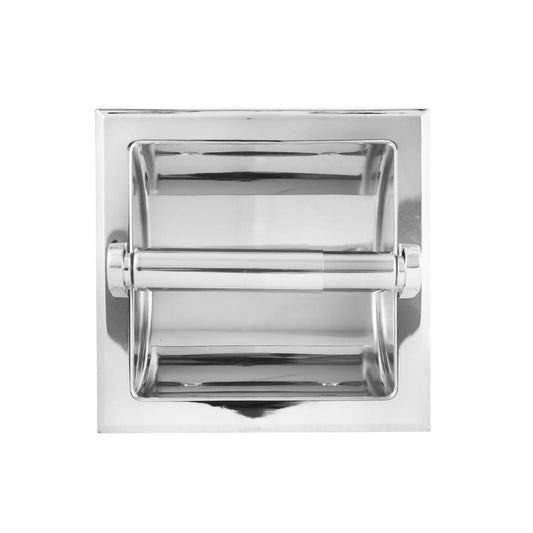 SENTO Recessed Gold Toilet Paper Holder, Wall Mounted Heavy Duty Metal Toilet Paper Roll Holder with Rear Mounting Bracket, in Wall, Easy Installation, Satin Brass BST220