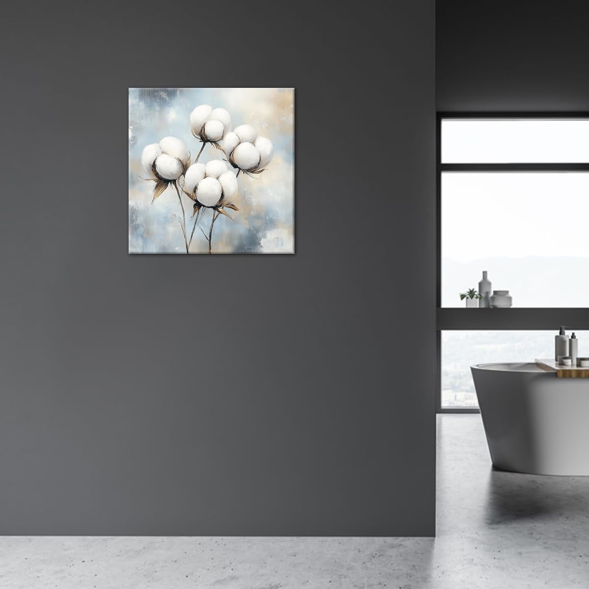 Cotton Canvas Wall Art Rustic Flower Pictures Wall Decor Country Farmhouse Floral Painting Prints Botanical Poster for Living Room Bedroom Bathroom Kitchen Decor Framed(Farm-2,12L x 12W) BST326H