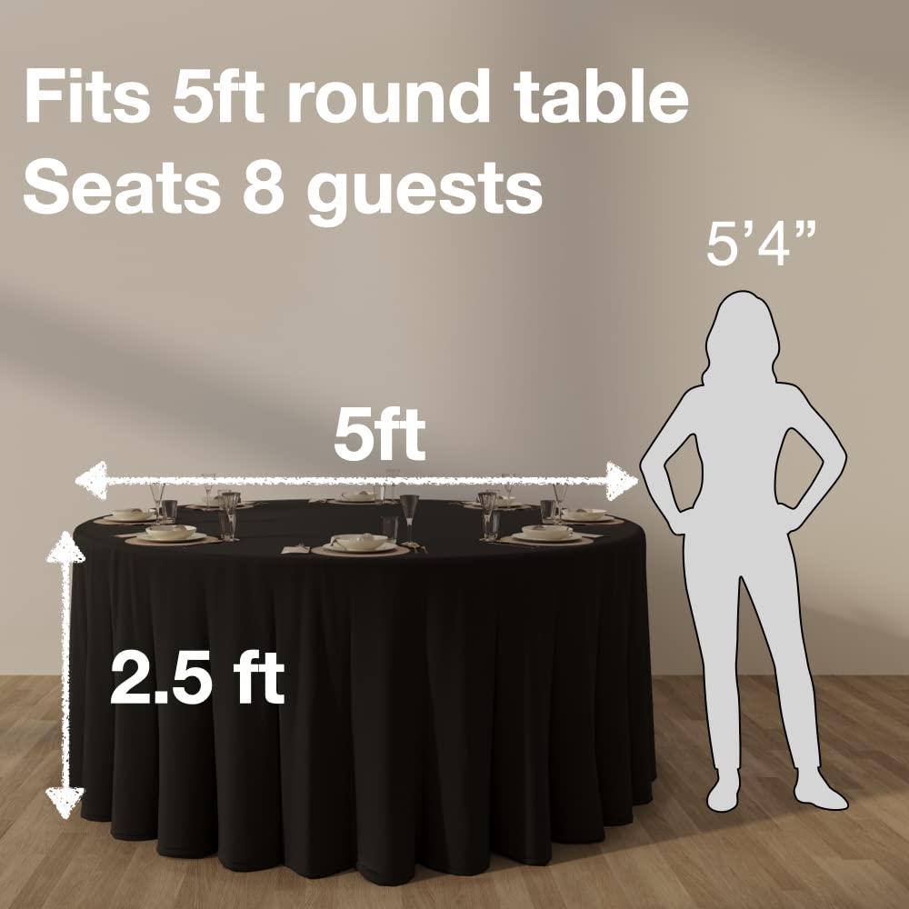 Urby 120 inches Large White Round Tablecloth for 5-6ft Round Folding Table That Seats 6-8 Guests, for Table with 6 Chairs. Ideal for Party, Wedding, Banquet and Events. BST220