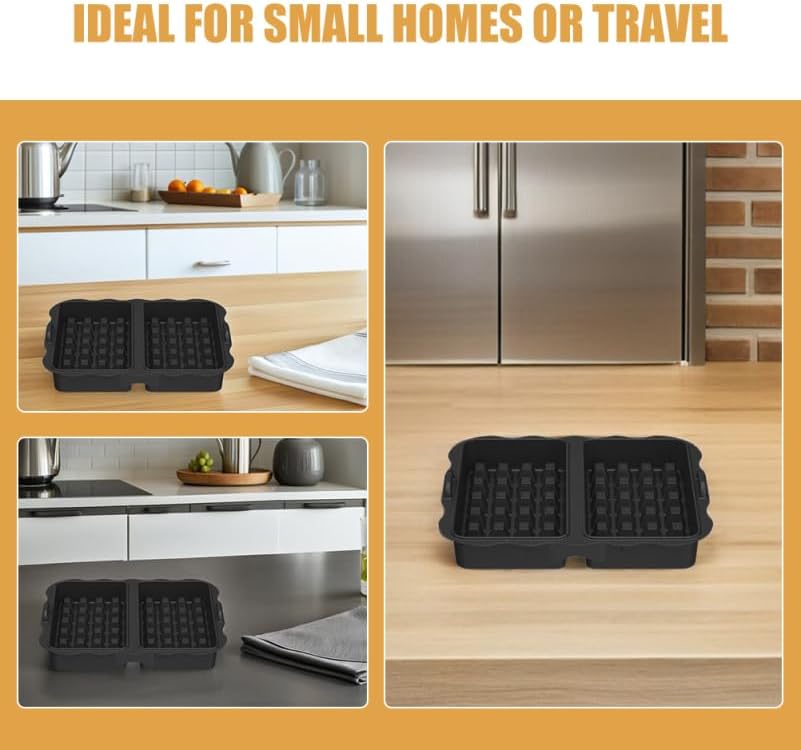 STOBAZA Waffle Mold for Air Fryer Nonstick Silicone Baking Tray for Muffins Pancakes Desserts Compatible with Ninja Sleu Easy Release Bakeware BST202