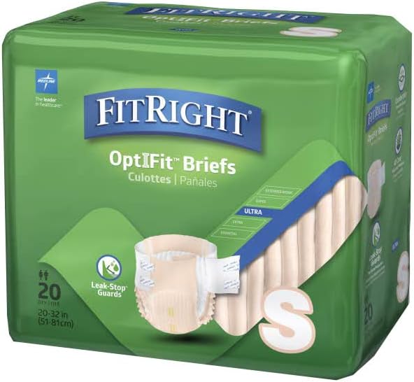 FitRight OptiFit Ultra Incontinence Briefs Unisex Heavy Absorbency S 20in-32in 20Ct 101