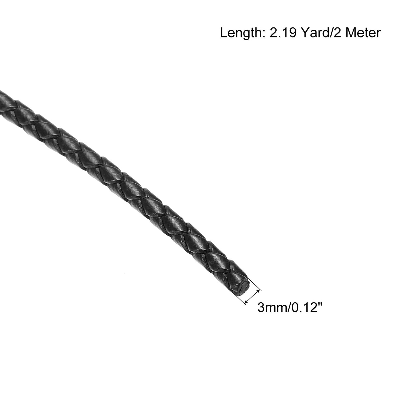 uxcell Leather Cord, 2.2 Yards 4mm Dia Braided String Strip for Purse Handbag Shoelace DIY Crafts Bracelet Making, Yellow BST326L
