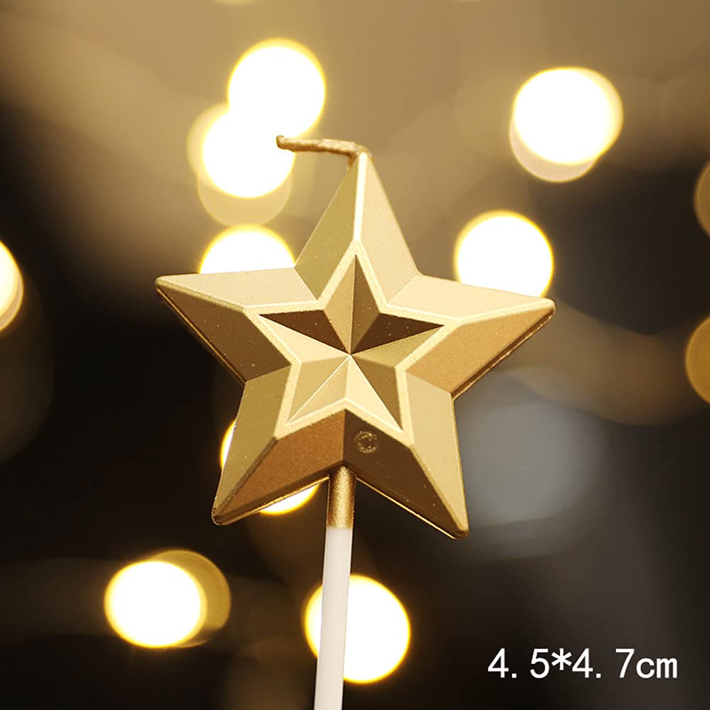 Star Shaped Birthday Candle,Metallic Multicolor 3D Design Cake Candles,Creative Fun Long Thin Wedding Birthday Candles Set,Party Supplies,Cake Decoration (Silver) BST326L