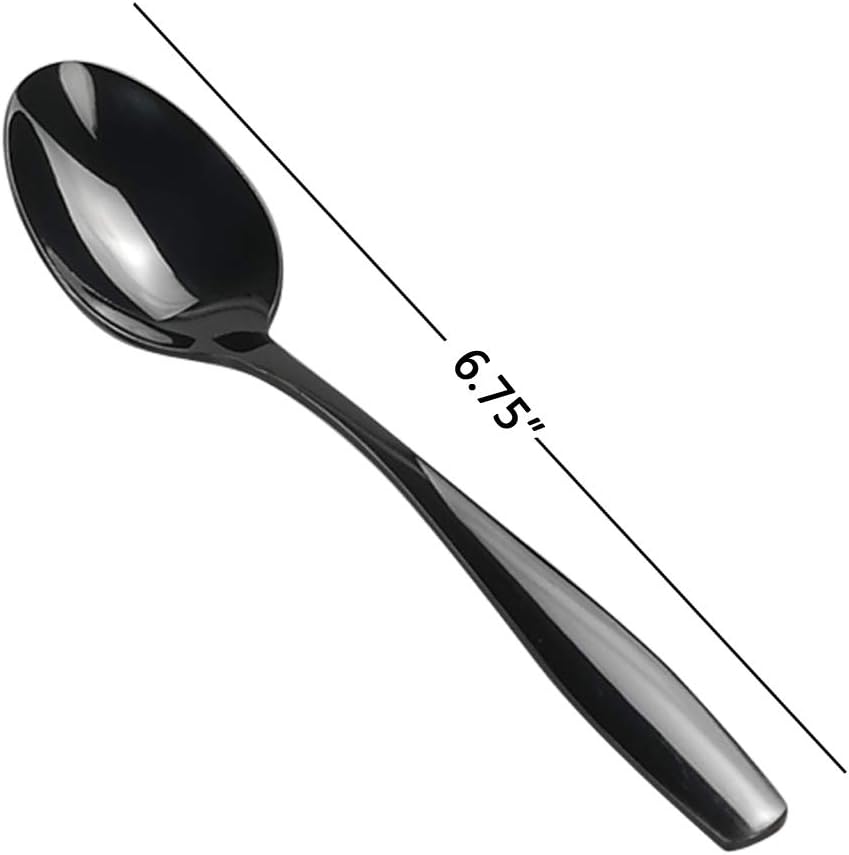 Wekioger 16 Pieces Black Dessert Spoons, Stainless Steel Small Spoons for Dessert BST220
