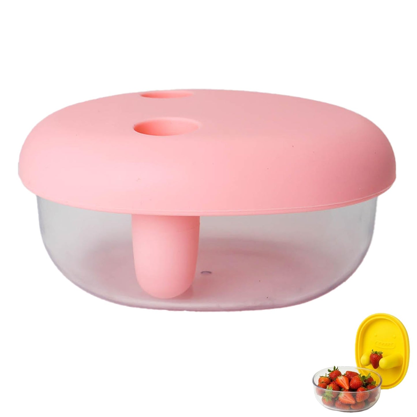 2-In-1 No-Mess Snack Container With Fingertip Cover, Reusable No-Mess Snack Box, Leak-Proof Silicone Lid, Portable Dust-Proof Container for Travel, Camping (Blue) BST326L