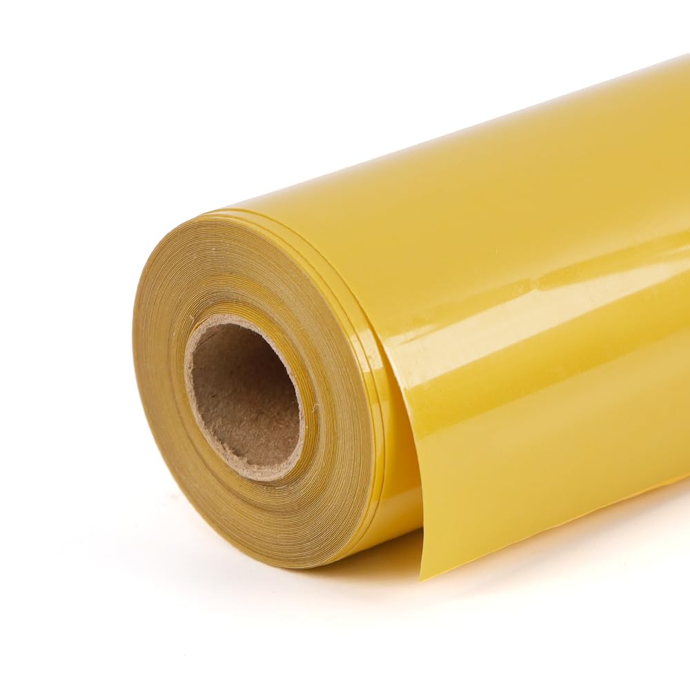 Golden Heat Transfer Vinyl Rolls 12 Inch by 12feet Roll HTV Iron on Vinyl DIY for T-Shirt Easy to Cut & Weed for Heat Vinyl Design Glossy (12Ft, Golden) WN420