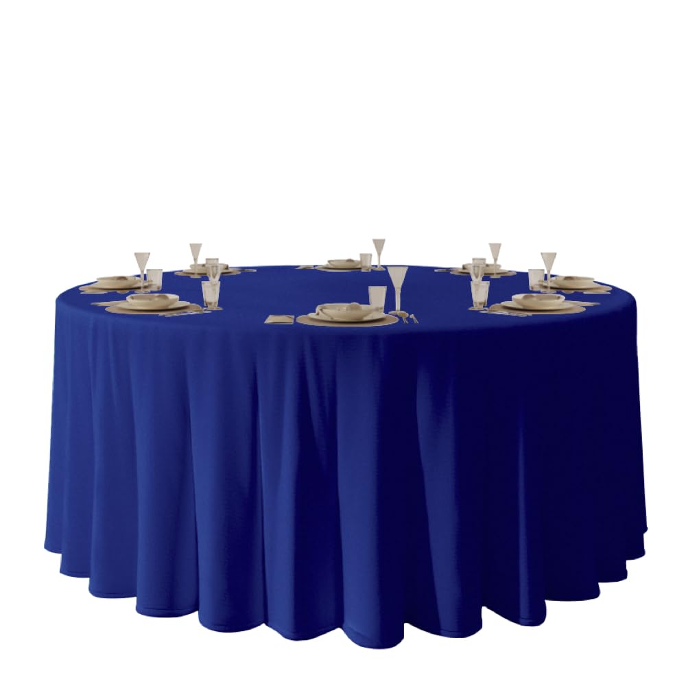 Urby 120 inches Large White Round Tablecloth for 5-6ft Round Folding Table That Seats 6-8 Guests, for Table with 6 Chairs. Ideal for Party, Wedding, Banquet and Events. BST220