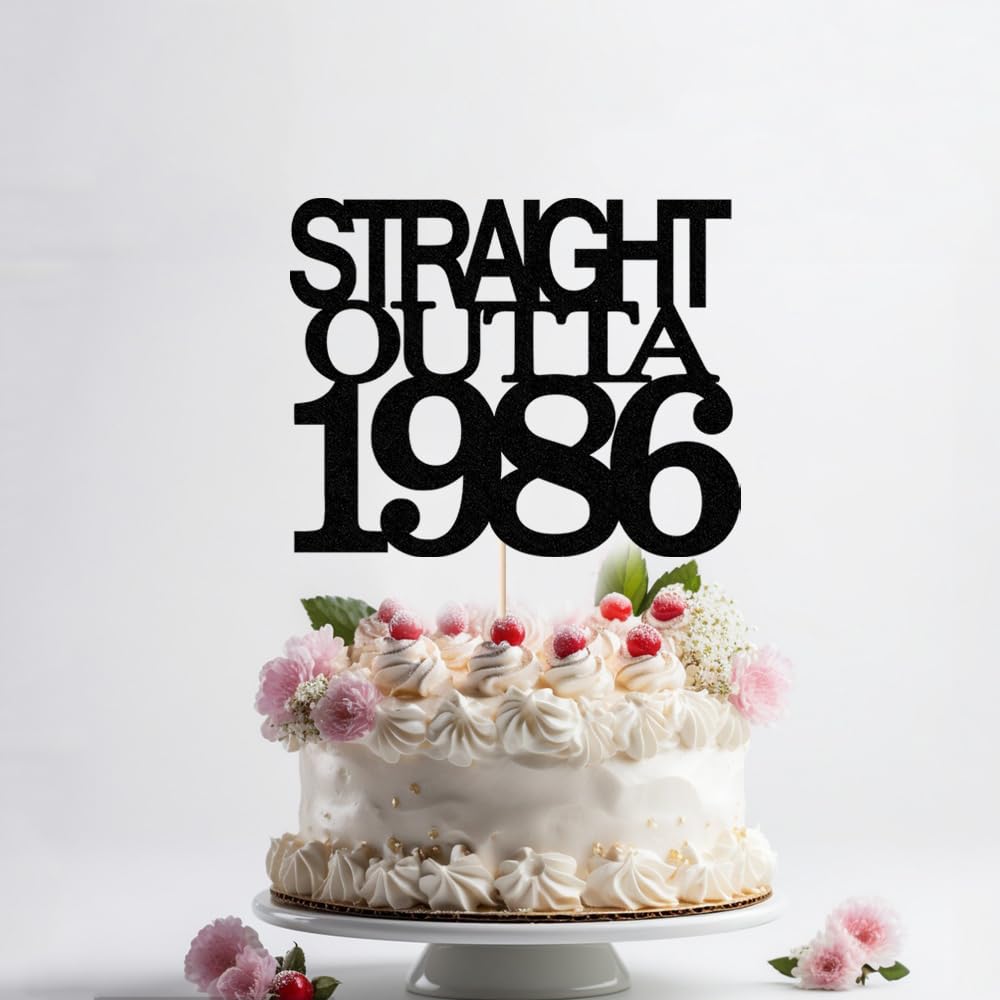 Black Glitter Straight Outta 1961 Cake Topper,Hello 65,Funny 65th | Birthday Cake Topper,65 Fabulous,Cheer to 65 Years,Men and Women 65th Birthday/Wedding/Anniversary Party Decorations BST202