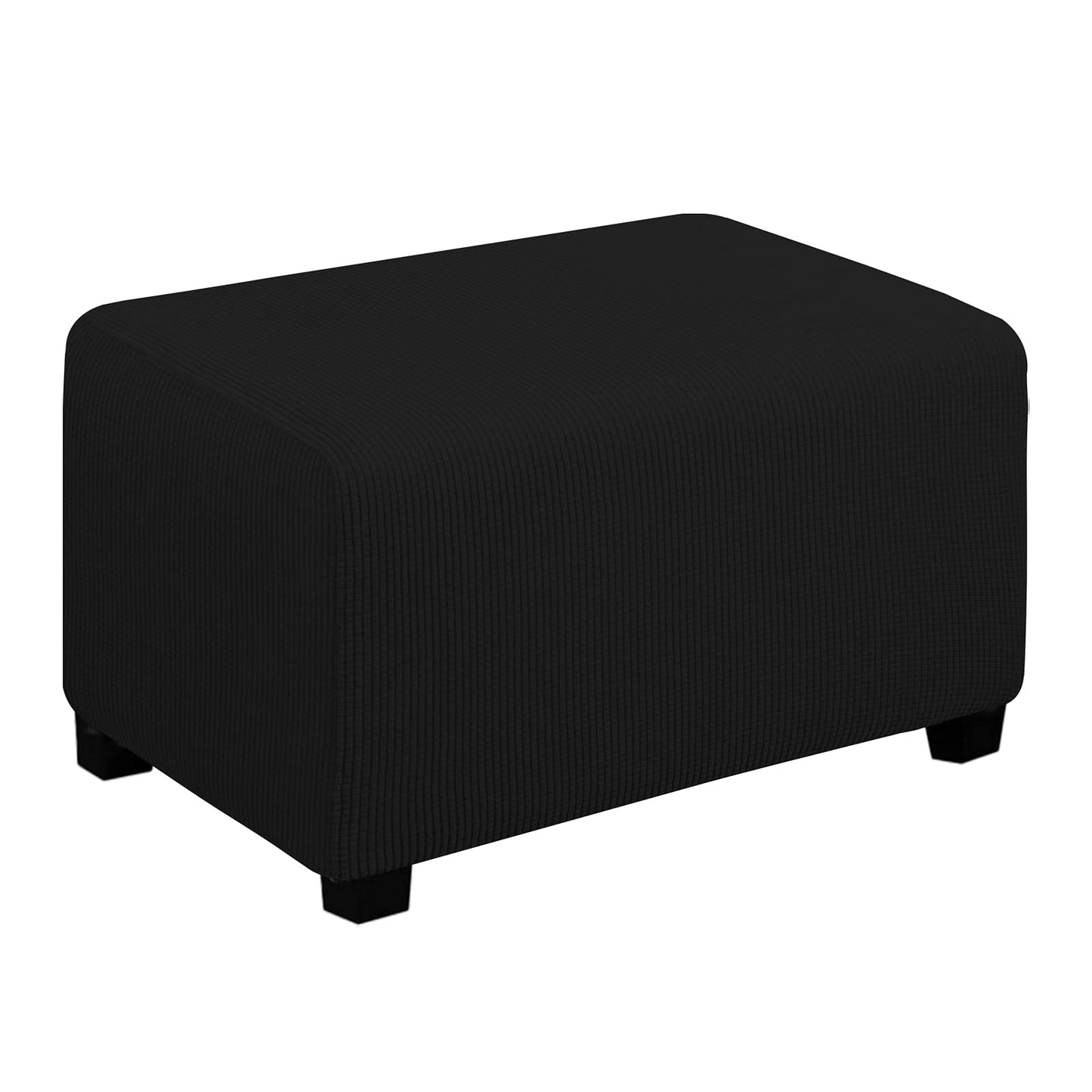 Easy-Going Stretch Square Ottoman Cover 15x15x15inch Dark Blue | Folding Storage Footstool cover Furniture Protector Soft Rectangle slipcover with Elastic Bottom BST202