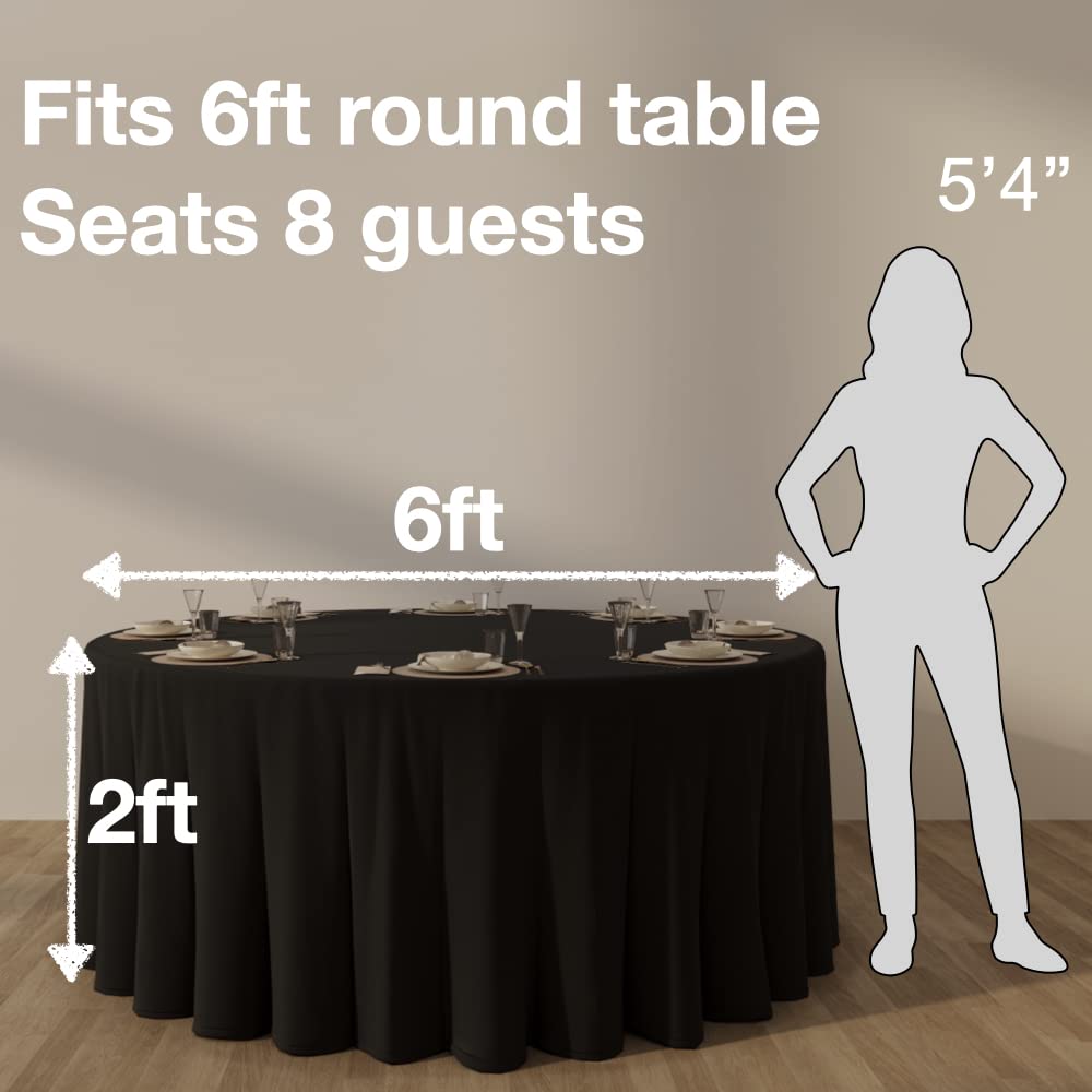 Urby 120 inches Large White Round Tablecloth for 5-6ft Round Folding Table That Seats 6-8 Guests, for Table with 6 Chairs. Ideal for Party, Wedding, Banquet and Events. BST220
