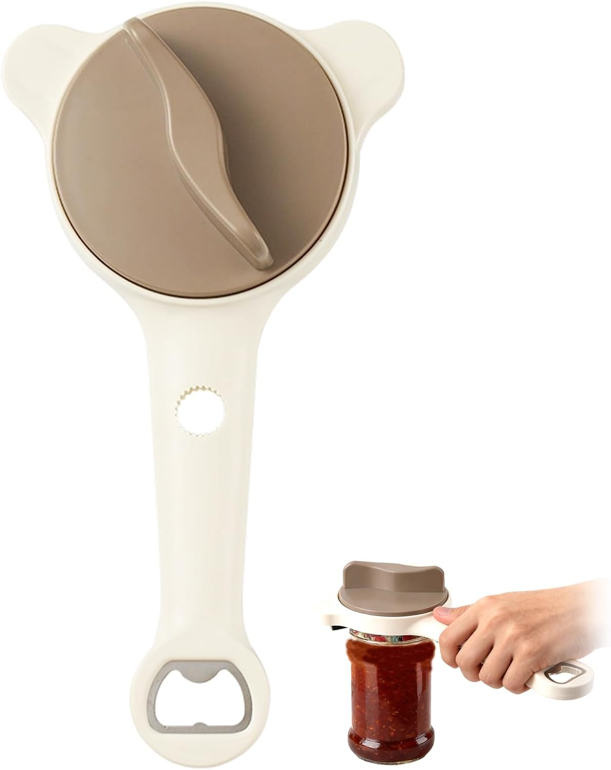 4 in 1 Multi-Purpose Jar Opener,Adjustable Stainless Steel Jar Opener,Multi-Functional Retractable Jar & Bottle Openers,Multi Size Lid Tool for Jars Cans Wine Bottles,Home Kitchen Helper (Beige) BST202