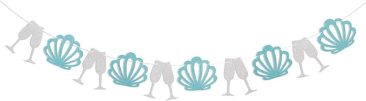 Coastal Bachelorette Party Decorations - Champagne Seashell Garland - Last Toast On The Coast Banner, Seashells & Wedding Bells Decor, Coastal Bachelorette Party Favors BST220