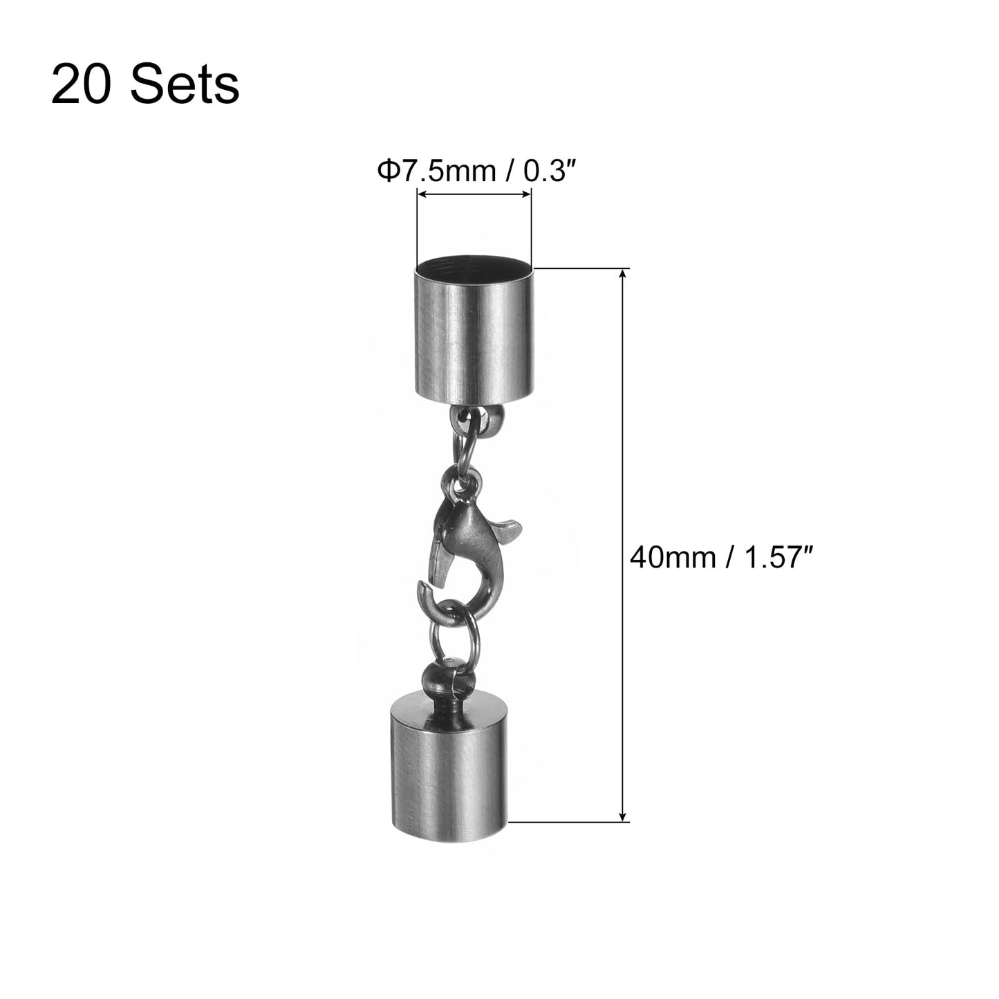 uxcell 20Sets Leather Cord End Caps with Lobster Claw Clasps Fit 4.5mm Cords, Barrel Terminators for DIY Making Leather Bracelets, Bronze Tone BST326L
