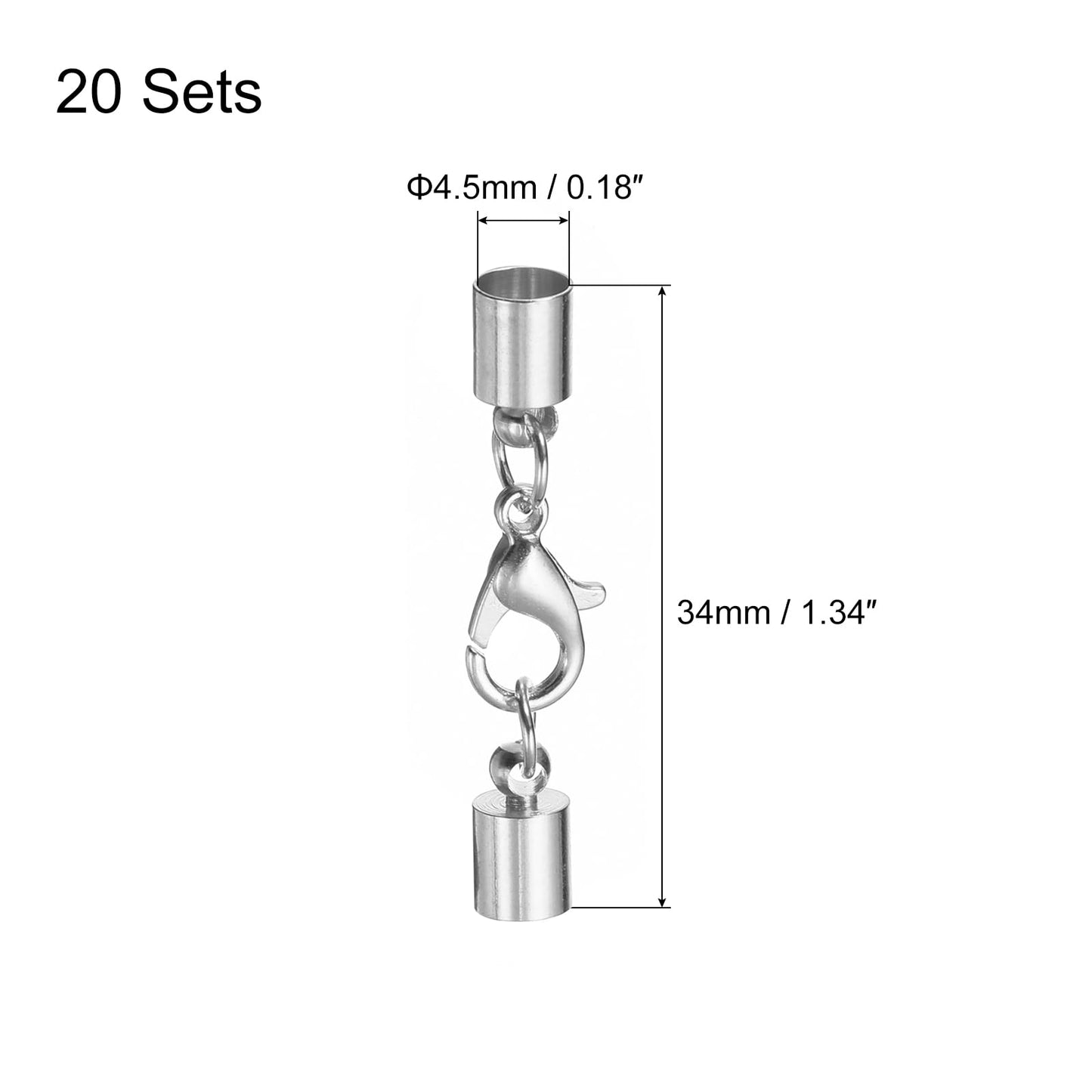 uxcell 20Sets Leather Cord End Caps with Lobster Claw Clasps Fit 4.5mm Cords, Barrel Terminators for DIY Making Leather Bracelets, Bronze Tone BST326L