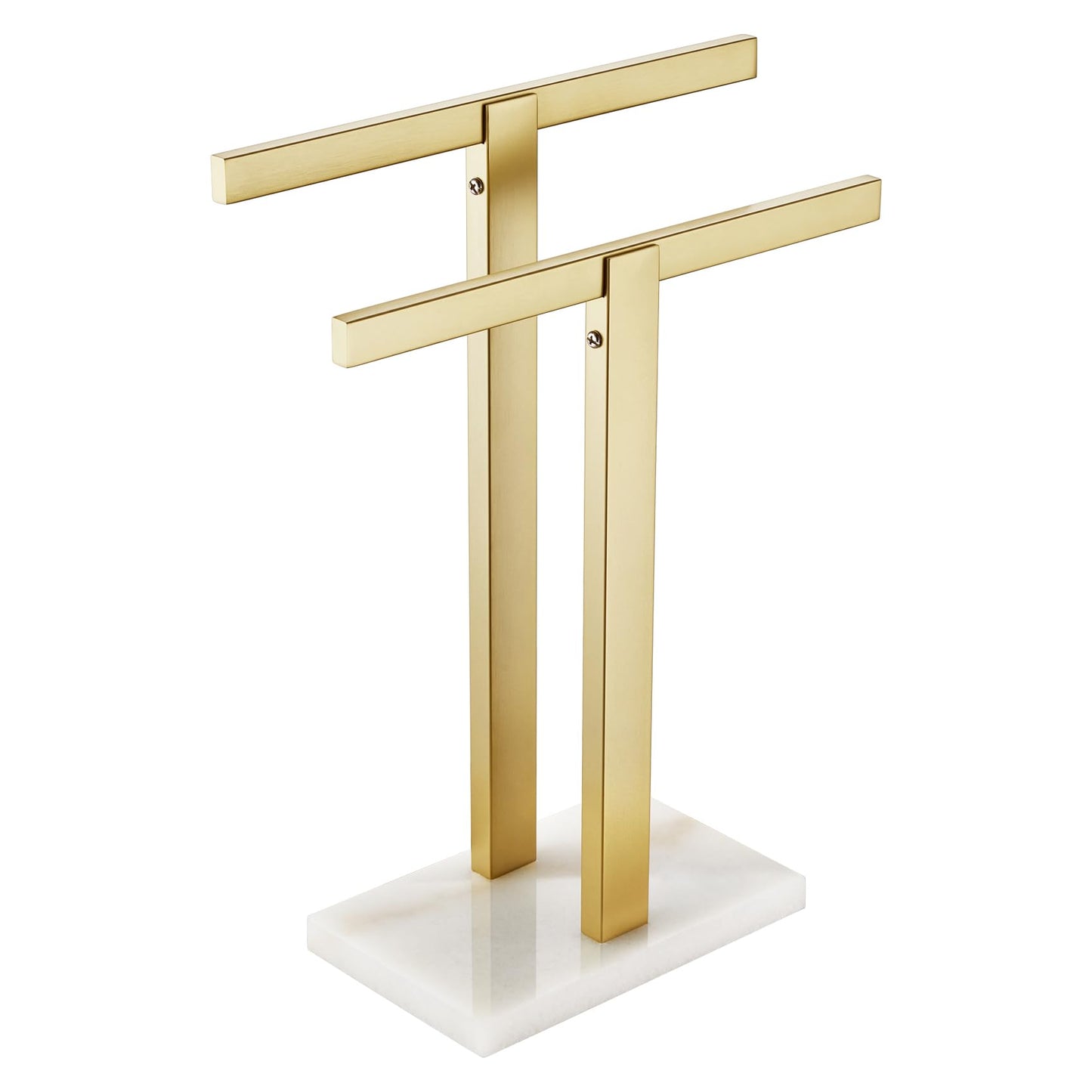 KOKOSIRI Hand Towel Holder Black Stand Towel Rack with Marble Base for Bathroom Kitchen Vanity Countertop, Stainless Steel 15.7'' Height THS0002-SM-BK BST202