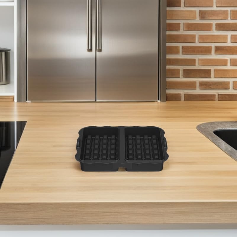 STOBAZA Waffle Mold for Air Fryer Nonstick Silicone Baking Tray for Muffins Pancakes Desserts Compatible with Ninja Sleu Easy Release Bakeware BST202