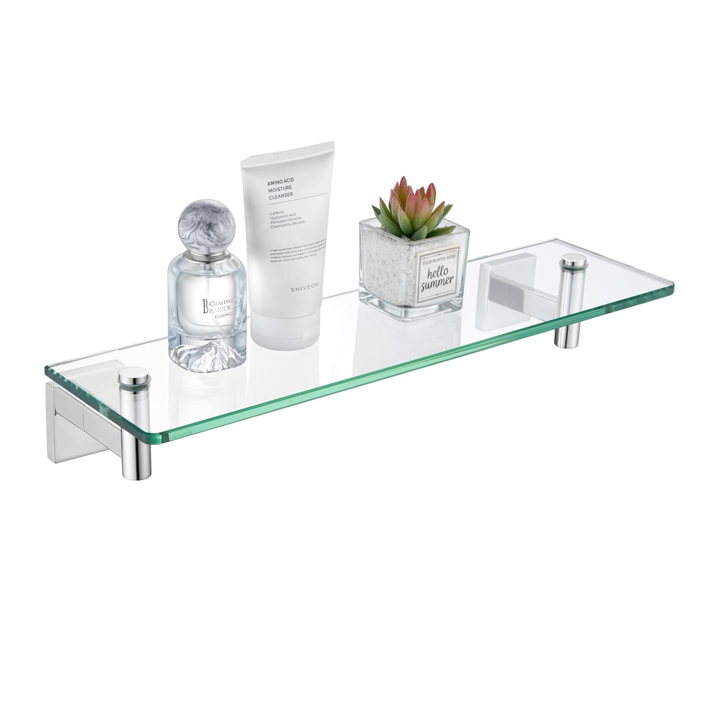 KOKOSIRI Wall Shelves Bathroom Hardware Glass Floating Shelf 12-Inch for Bedroom, Living Room, Kitchen, Hanging Rack Champagne Bronze B1105CPG-L12 BST202