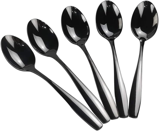 Wekioger 16 Pieces Black Dessert Spoons, Stainless Steel Small Spoons for Dessert BST220