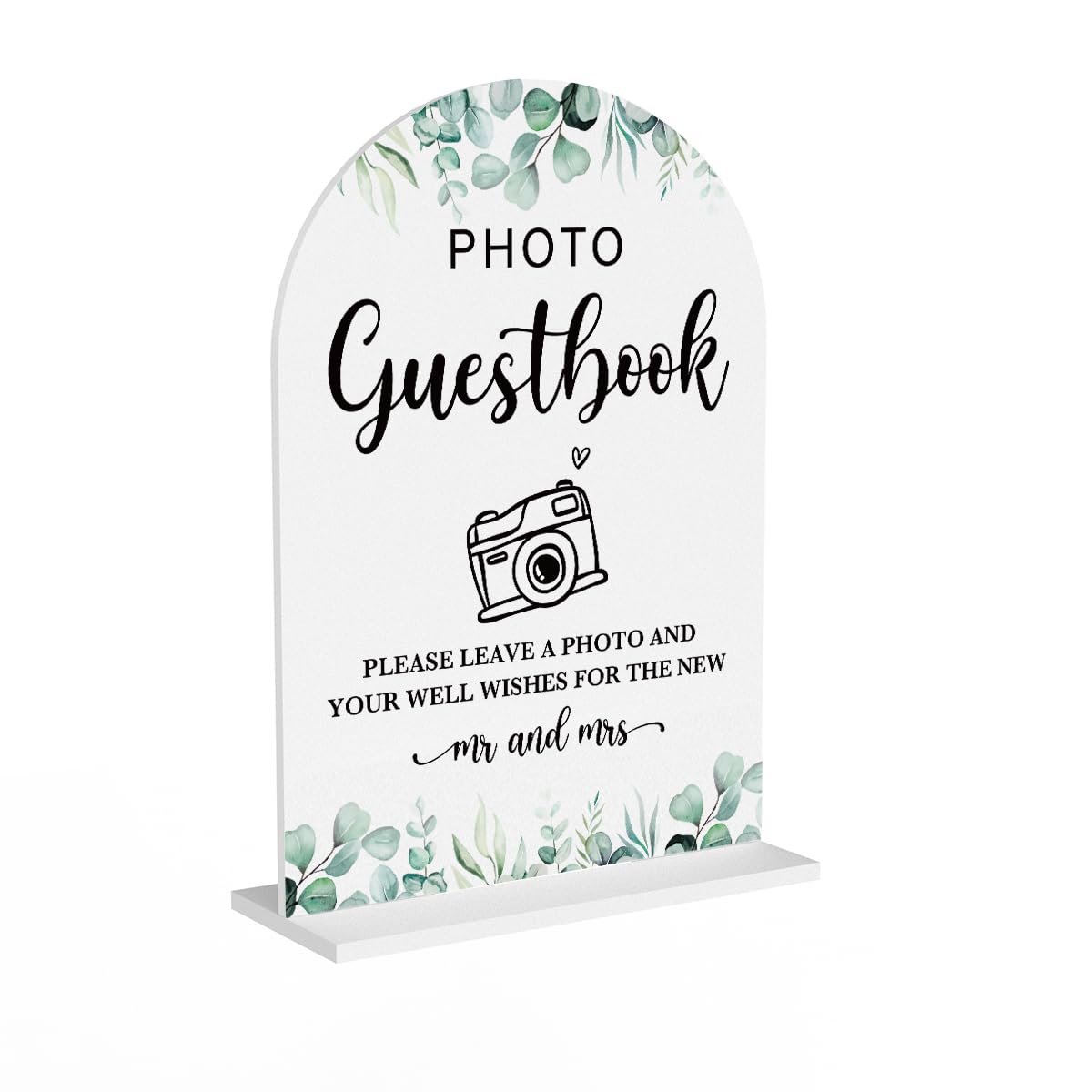 Acrylic Wedding Sign Bubble Send Off Signs for Ceremony Modern Calligraphy Arch Acrylic Table Top Signs for Wedding Reception and Event Party Table Decor (White Eucalyptus Leaves) BST326L