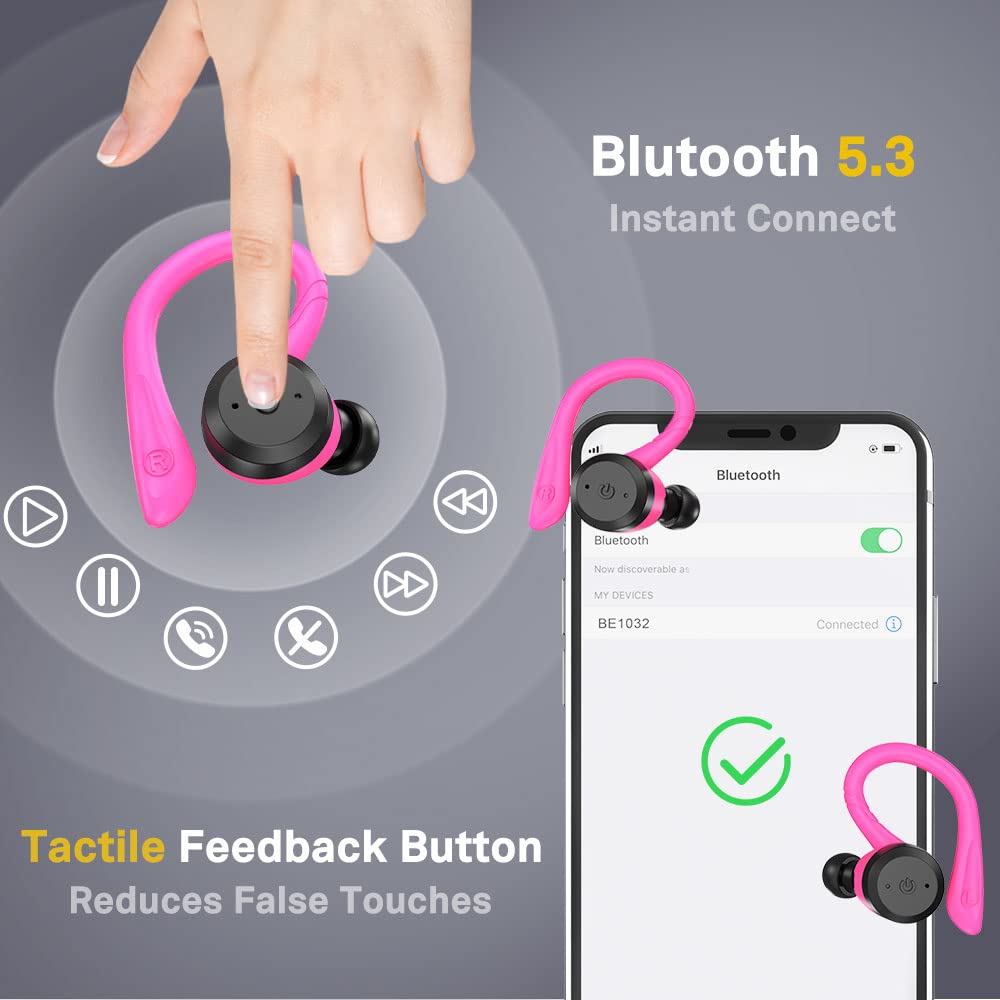 APEKX Bluetooth Headphones True Wireless Earbuds with Charging Case IPX7 Waterproof Stereo Sound Earphones Built-in Mic in-Ear Headsets Deep Bass for Sport Running Black