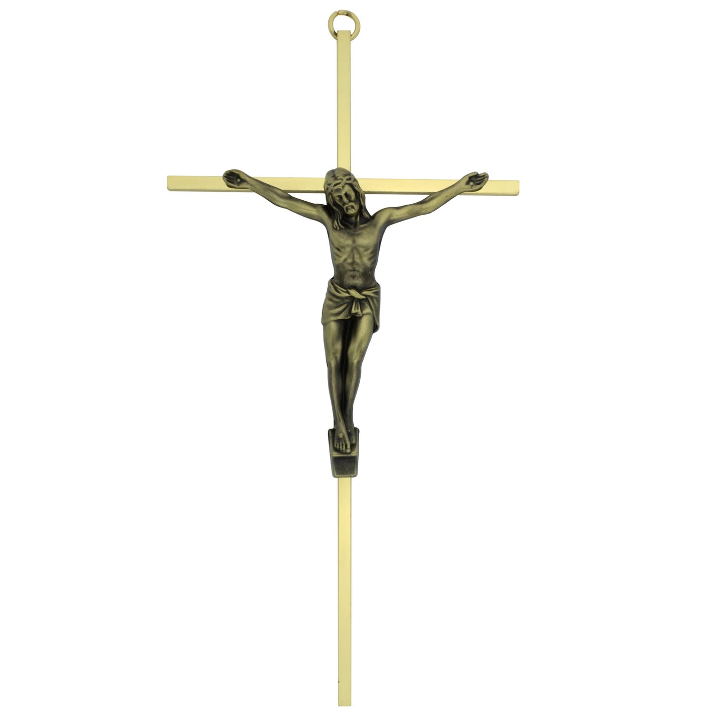 Metallic Wall Crucifix | Gold-Tone or Silver-Tone Finish | 10" Tall | Christian Home | Great Catholic Gift for Baptism, First Holy Communion and Confirmation (Gold-Tone) BST220