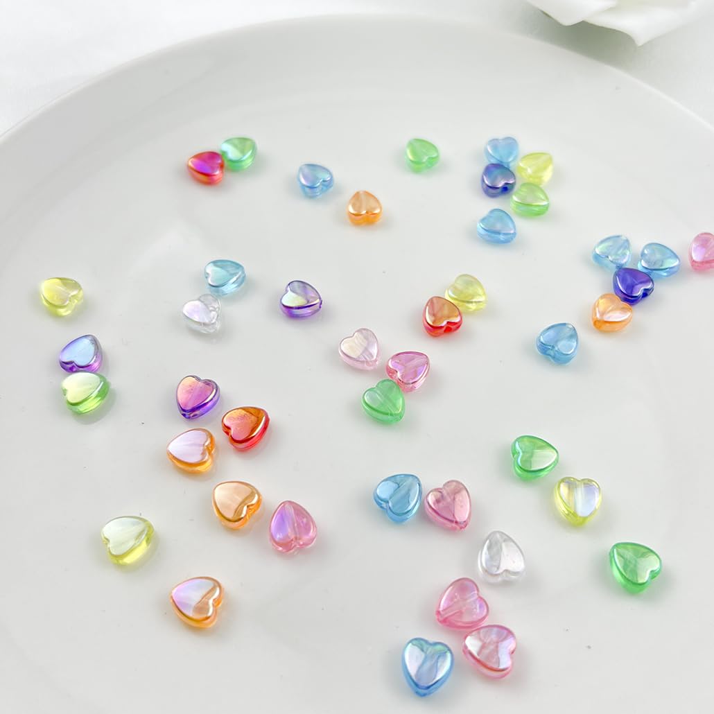 500Pcs Acrylic Heart Beads, AB Colors Heart Shape Beads Crystal Heart Beads for Jewelry Making DIY Bracelet Earring Necklace Key Chains(90-Light Lake Blue AB) BST220